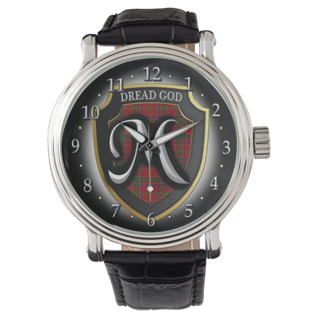 Scottish Clan Munro Munroe Monroe Tartan Shield Watch (Front)
