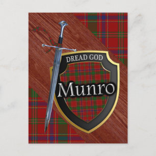 Scottish Clan Munro Tartan Shield and Sword Postcard