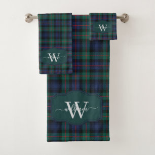 Scottish Clan Murray of Atholl Tartan Monogrmmed Bath Towel Set
