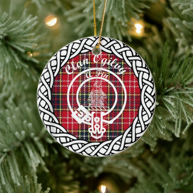 Scottish Clan Ogiluy Tartan and Crest Ceramic Ornament (Tree)