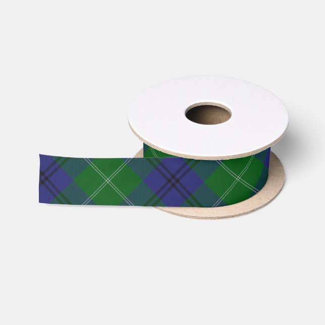 Scottish Clan Oliphant Classic Blue Green Tartan Satin Ribbon (Spool)