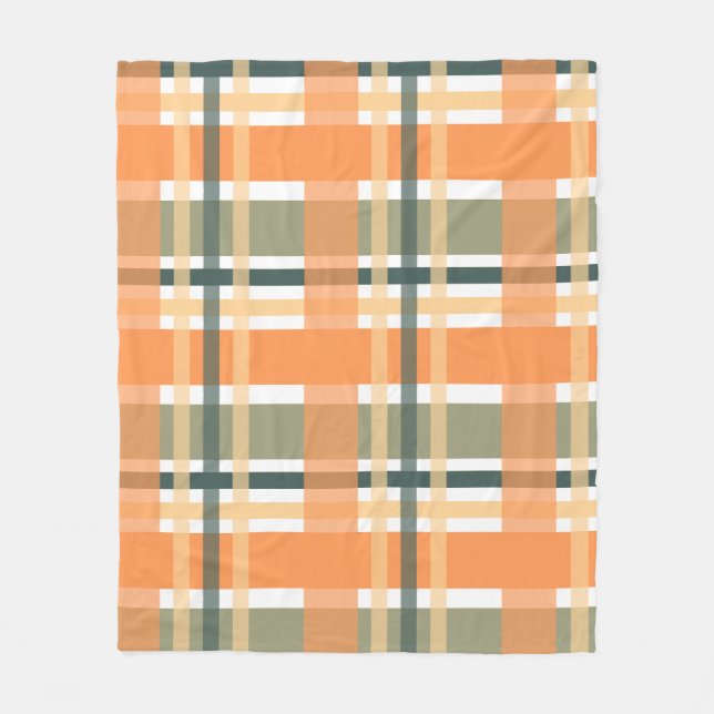 Scottish clan plaid orange green tartan chequered  fleece blanket (Front)