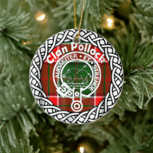 Scottish Clan Pollock Tartan and Crest Ceramic Ornament