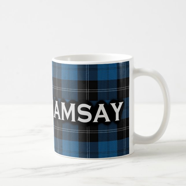 Scottish Clan Ramsay Blue Hunting Tartan Coffee Mug (Right)