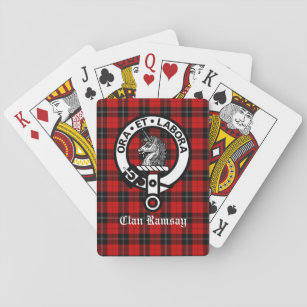 Scottish Clan Ramsay Crest Badge & Tartan Customiz Playing Cards