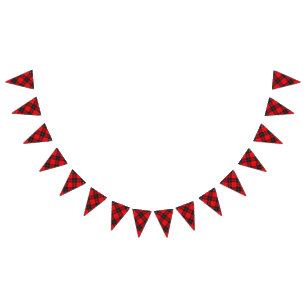 Scottish Clan Ramsay Ramsey Red and Black Tartan Bunting Flags