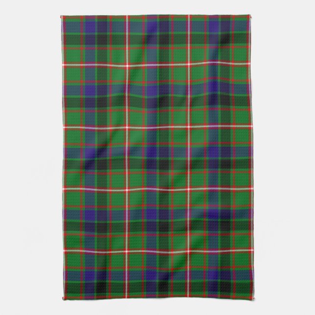 Scottish Clan Reid Tartan Plaid Kitchen Towel (Vertical)