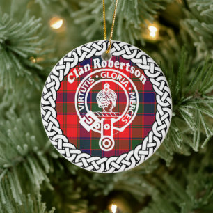Scottish Clan Robertson Tartan and Crest Ceramic Ornament