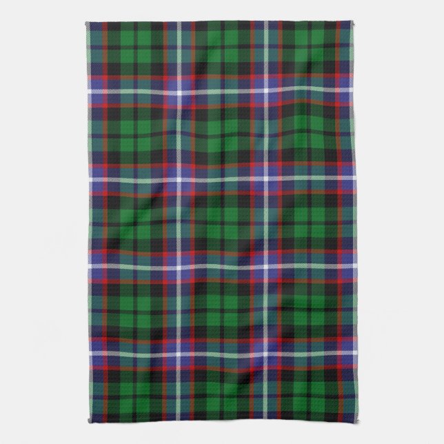 Scottish Clan Russell Tartan Plaid Kitchen Towel (Vertical)