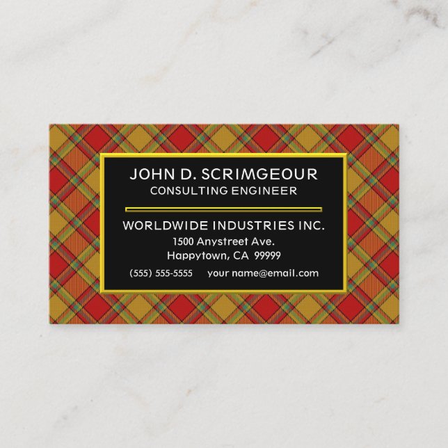 Scottish Clan Scrymgeour Scrimgeour Tartan Plaid Business Card (Front)