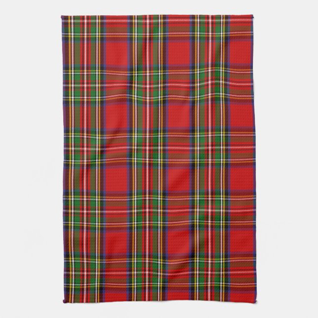 Scottish Clan Stewart Tartan Plaid Kitchen Towel (Vertical)