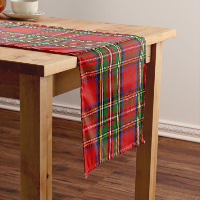 Scottish Clan Stewart Tartan Plaid Long Table Runner (In Situ)