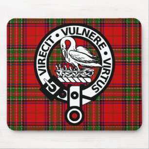 Scottish Clan Stuart Tartan and Crest Mouse Pad
