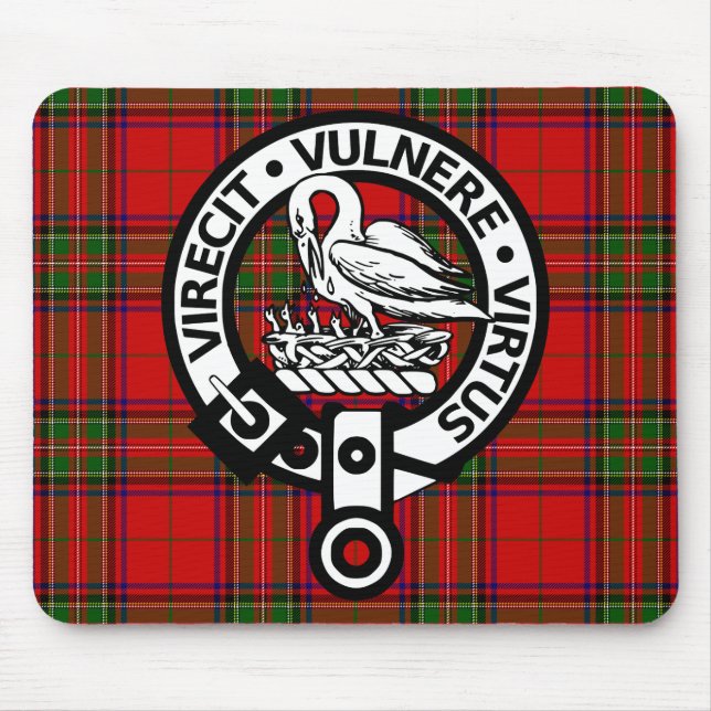 Scottish Clan Stuart Tartan and Crest Mouse Pad (Front)