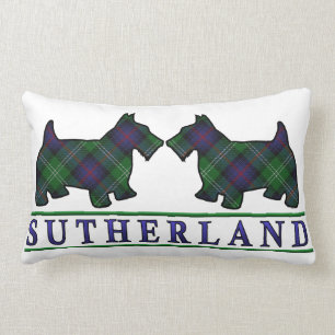 Scottish Clan Sutherland Tartan Scottie Dogs Lumbar Pillow