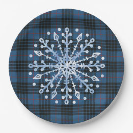 Scottish Clan Tartan MacKay Blue Christmas Paper Plate