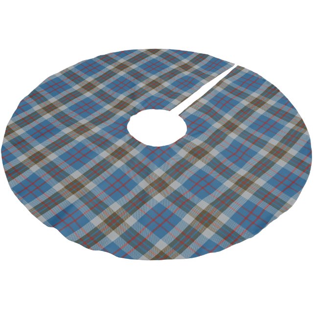 Scottish Clan Thompson Blue and Grey Tartan Brushed Polyester Tree Skirt (Angled)