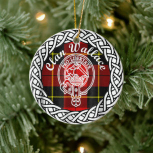 Scottish Clan Wallace Tartan and Crest Ceramic Ornament