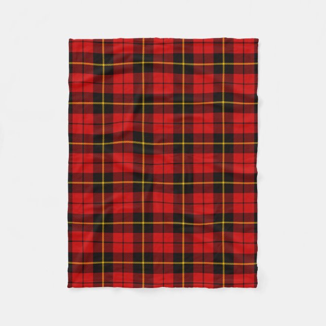 Scottish Clan Wallace Tartan Plaid Fleece Blanket (Front)
