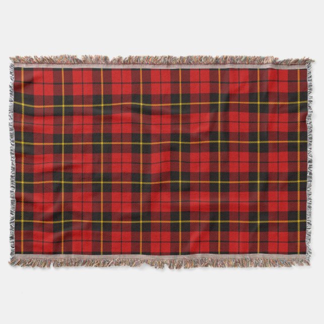 Scottish Clan Wallace Tartan Plaid Throw Blanket (Front)