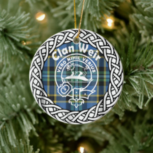 Scottish Clan Weir Tartan and Crest Ceramic Ornament