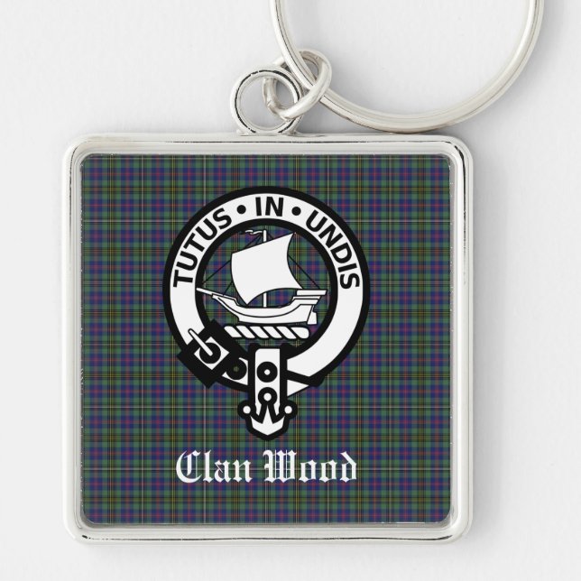 Scottish Clan Wood Crest & Tartan  Keychain (Front)