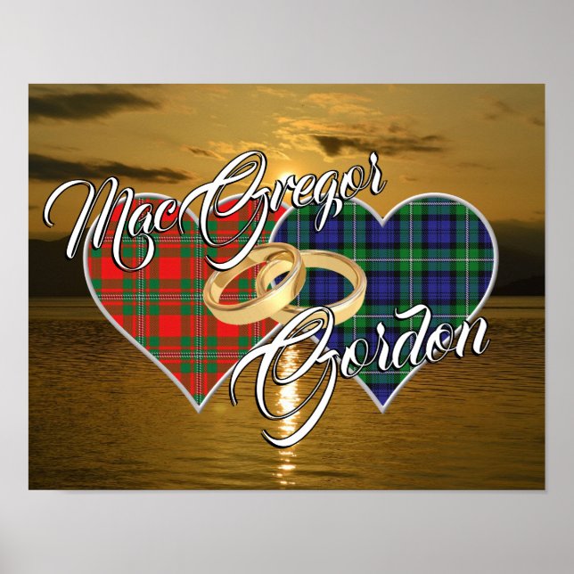 Scottish Clans Wedding Ring Tartan Hearts Poster (Front)