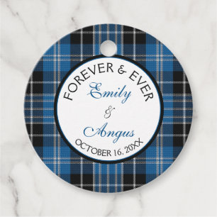 Scottish Clarke Clark Tartan Wedding Save a Date Favour Tags