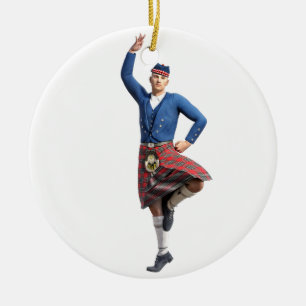 Scottish Dancer with Right Hand Up Ceramic Ornament