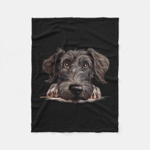 Scottish Deerhound Dog Mom Dad Peeking Puppy Fleece Blanket