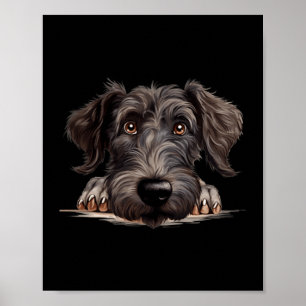 Scottish Deerhound Dog Mom Dad Peeking Puppy Poster