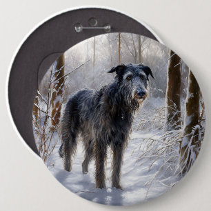 Scottish Deerhound Let It Snow Christmas 6 Inch Round Button