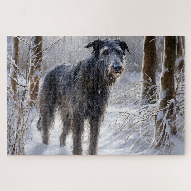 Scottish Deerhound Let It Snow Christmas Jigsaw Puzzle (Horizontal)