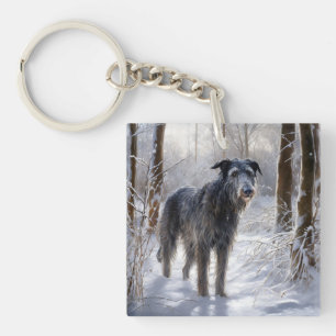 Scottish Deerhound Let It Snow Christmas Keychain