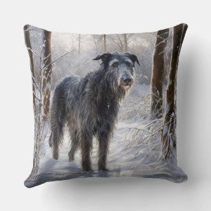 Scottish Deerhound Let It Snow Christmas Throw Pillow