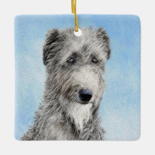 Scottish Deerhound Painting - Cute Original Dog Ar Ceramic Ornament