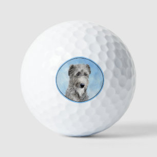 Scottish Deerhound Painting - Cute Original Dog Ar Golf Balls
