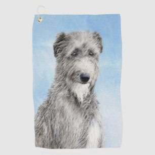 Scottish Deerhound Painting - Cute Original Dog Ar Golf Towel