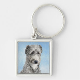 Scottish Deerhound Painting - Cute Original Dog Ar Keychain