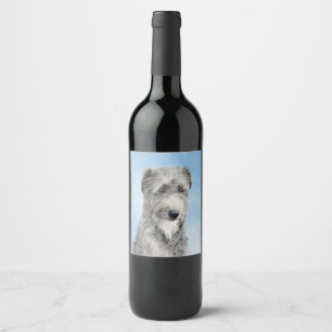 Scottish Deerhound Painting - Cute Original Dog Ar Wine Label