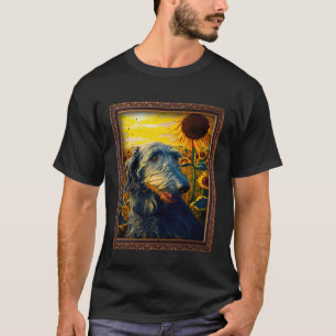 Scottish Deerhound Painting Sunflower Flower Mom W T-Shirt