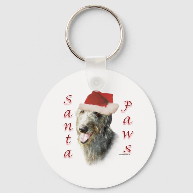 Scottish Deerhound Santa Paws Keychain (Front)