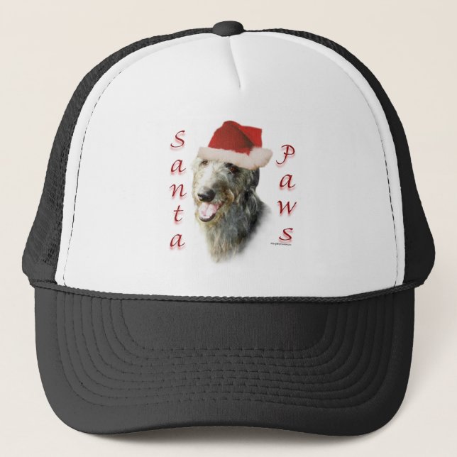 Scottish Deerhound Santa Paws Trucker Hat (Front)