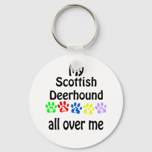 Scottish Deerhound Walks Design Keychain