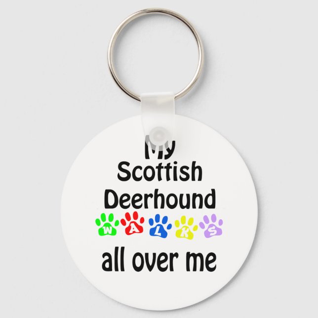 Scottish Deerhound Walks Design Keychain (Front)