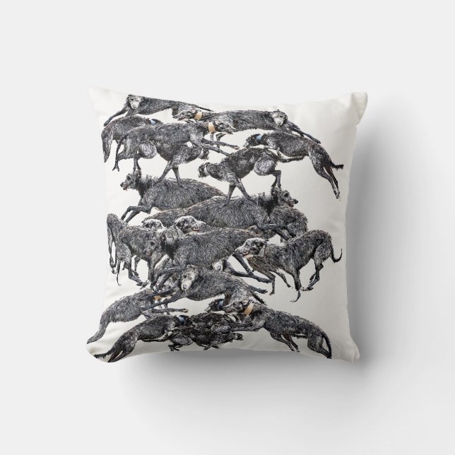 scottish deerhounds en goguette throw pillow (Front)