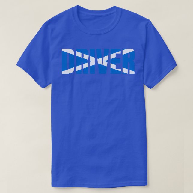 Scottish Driver Saltire Flag Blue T-Shirt (Design Front)