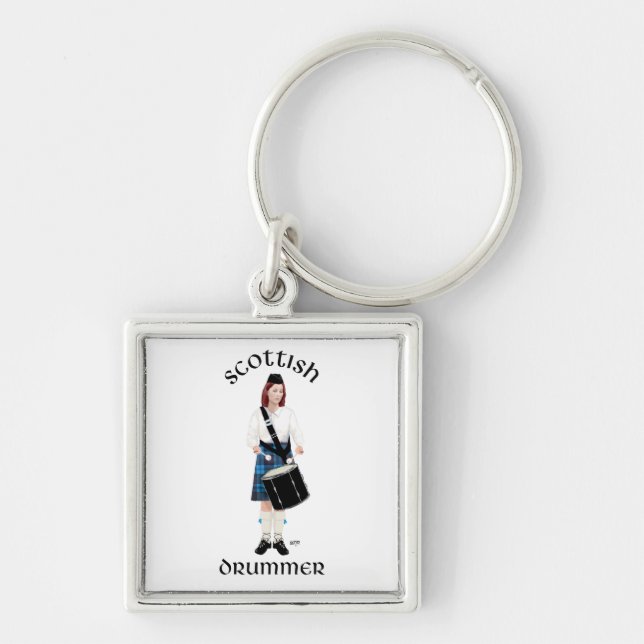 Scottish Drummer - Blue Kilt Keychain (Front)