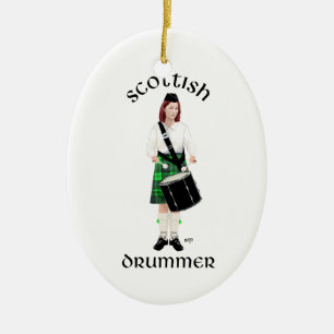 Scottish Drummer - Green Kilt Ceramic Ornament