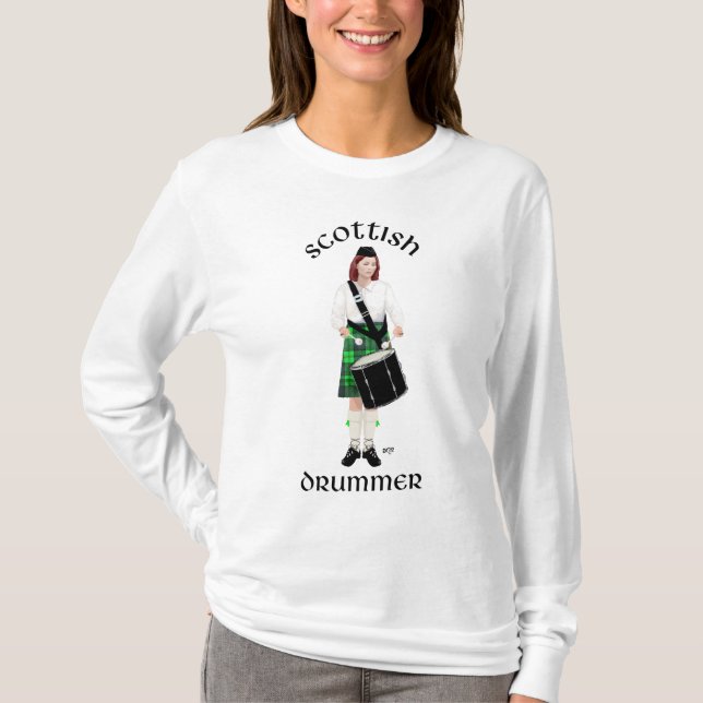 Scottish Drummer - Green Kilt T-Shirt (Front)